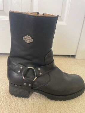 Harley-Davidson Black Leather Ankle Boots